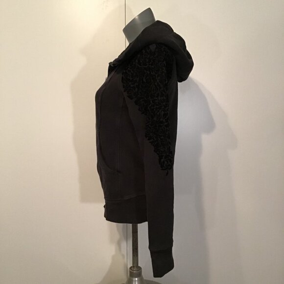 Lululemon Scuba Hoodie Light Cotton Fleece (Floral Flock) Black Size 6 - Picture 8 of 16